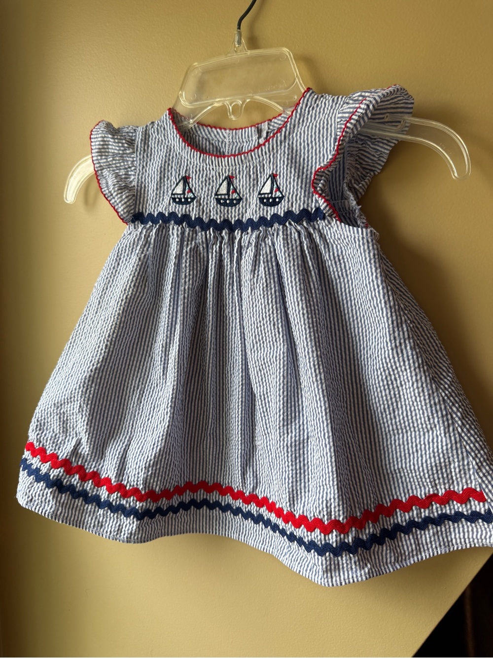 Goodlad Sailboat Seersucker Dress | 18 Months | Patriotic Nautical Dress
